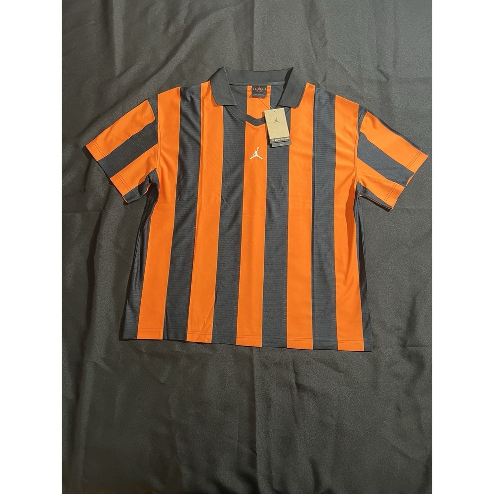 Jordan Men's Orange Black Striped Golf Polo Shirt Size L